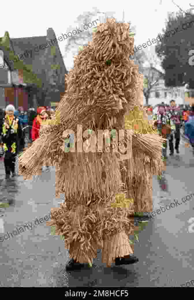 A Man Dressed In A Full Body Suit Made Of Straw Dances Through The Streets, Accompanied By Musicians And Revelers. The Straw Bear's Face Is Covered By A Mask, And He Carries A Large Wooden Spoon. Yorkshire A Very Peculiar History