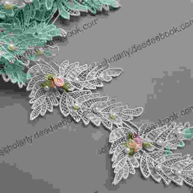 A Photo Of An Embroidered Plastic Lace Embellishment, Featuring Intricate Stitching Over A Piece Of Plastic Lace. Plastic Craft Lace Projects: Plastic Lace Crafts For Beginners: Black White