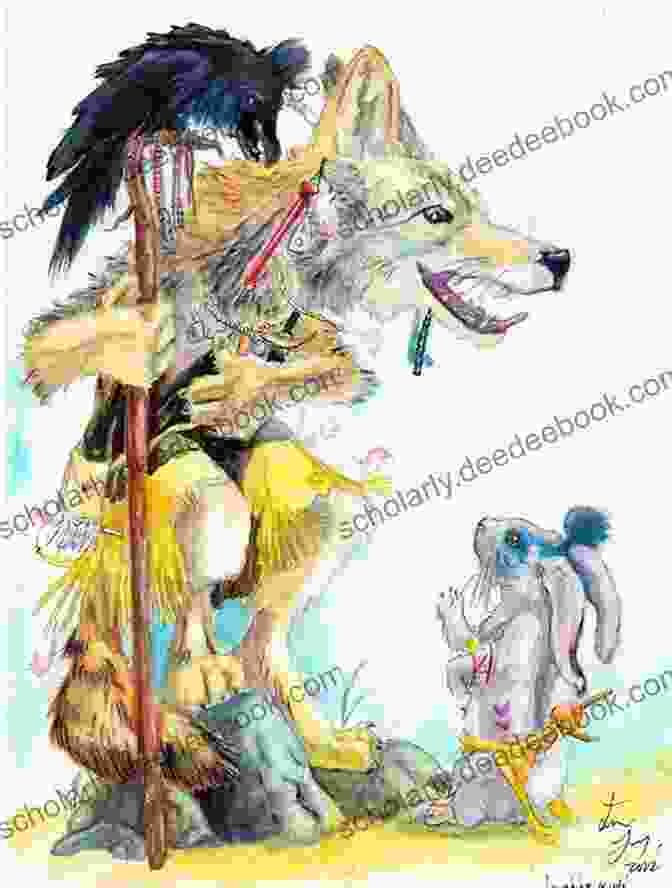 An Illustration Of Raven And Coyote, Two Prominent Figures In Native American Mythology. Native American Myths (Dover Thrift Editions: Literary Collection)